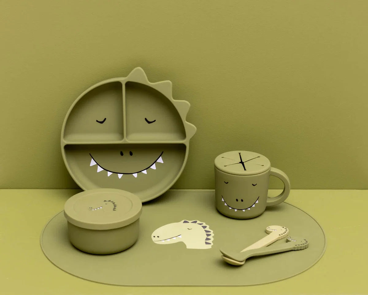 Silicone Snack Box With Lid- Mr Dino