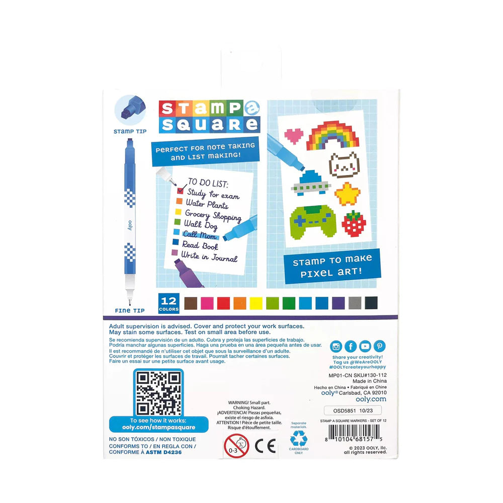 Stamp-A-Square: Double-Ended Markers (Set of 12)