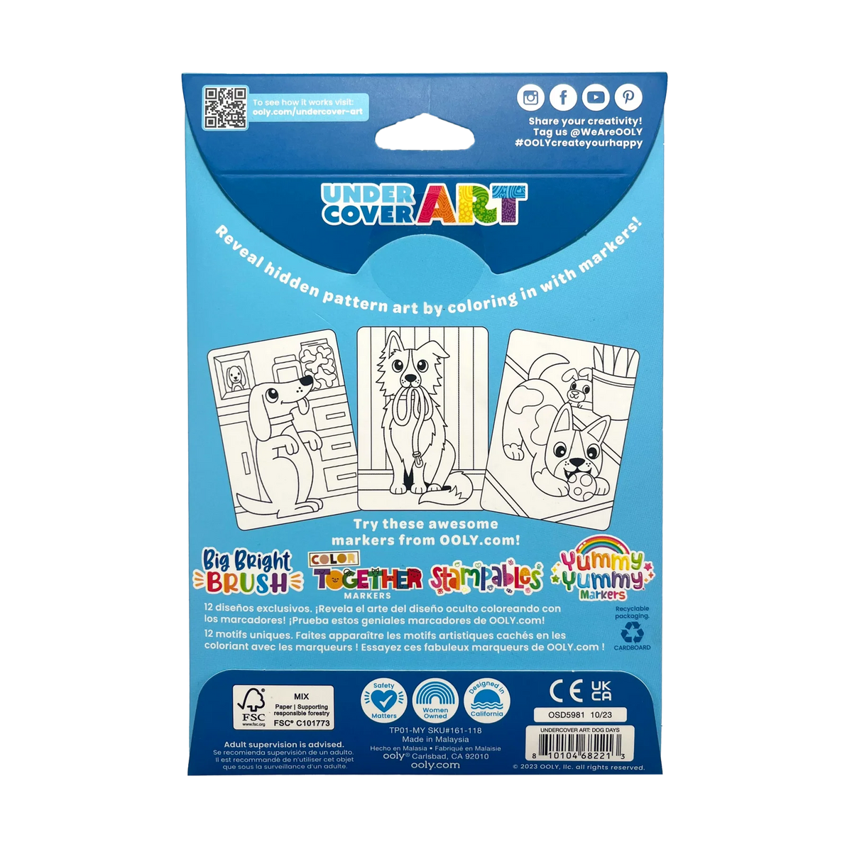 Undercover Art Hidden Pattern Coloring Activity- Dog Days (12 PCS)
