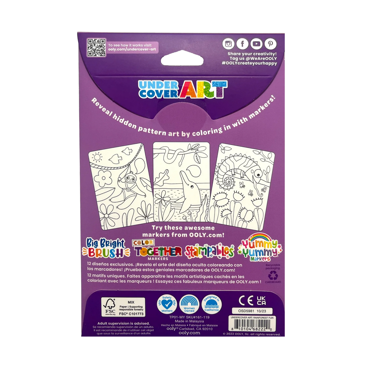 Back of the Ooly Undercover Art Rainforest Fun pack