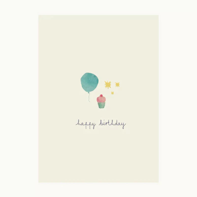 Happy Birthday Blue Balloon- Greeting Card