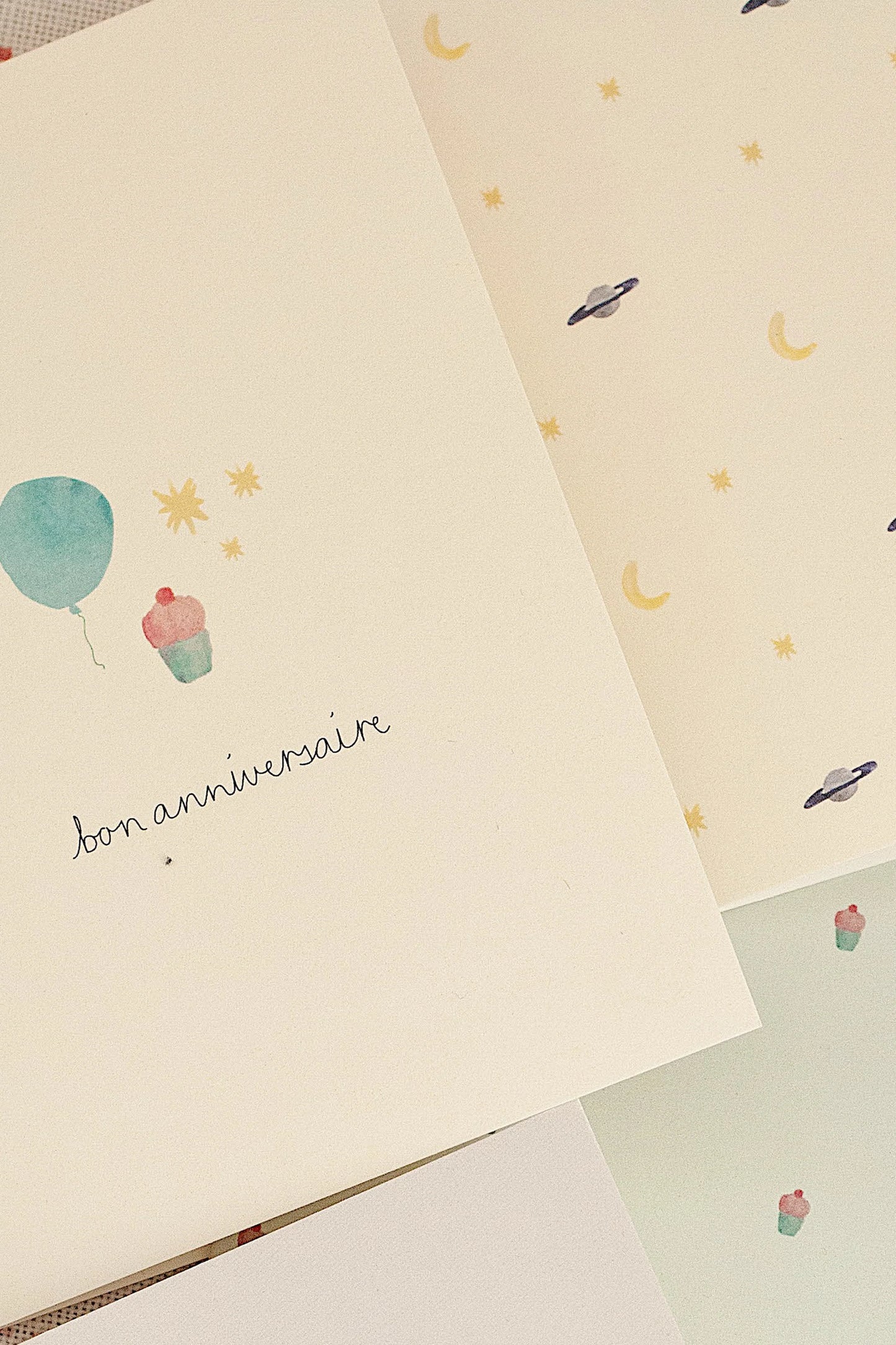 Bon Anniversaire Blue Balloon- Greeting Card