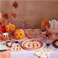 Pink & Orange Stripy Pumpkin Plates
