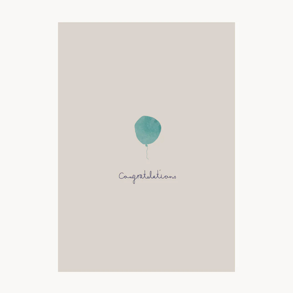 Congratulations Blue Balloon- Greeting Card
