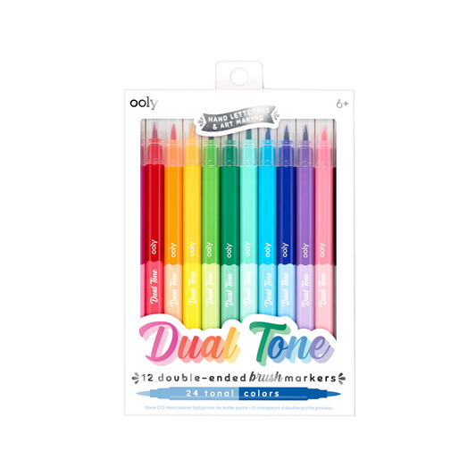 Dual Tone Double Ended Brush Marker - Set Of 12/24 Colors