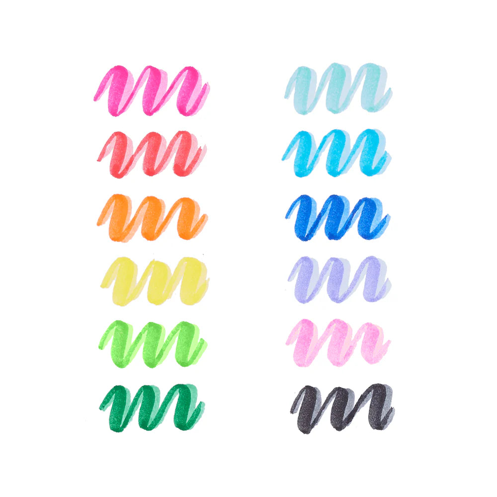 Dual Tone Double Ended Brush Marker - Set Of 12/24 Colors