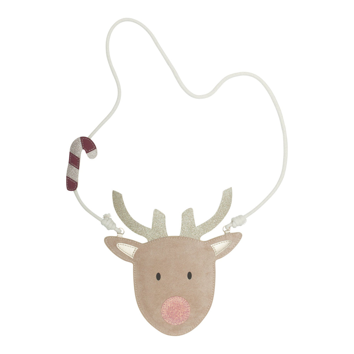 Mimi & Lulu reindeer bag with antlers and a candy cane strap