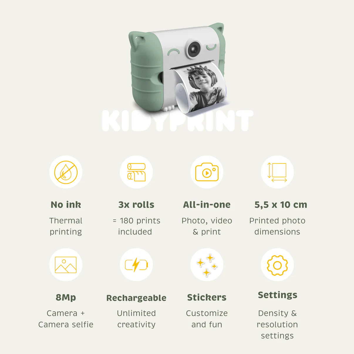 Kidyprint Thermal Printing Camera - Green
