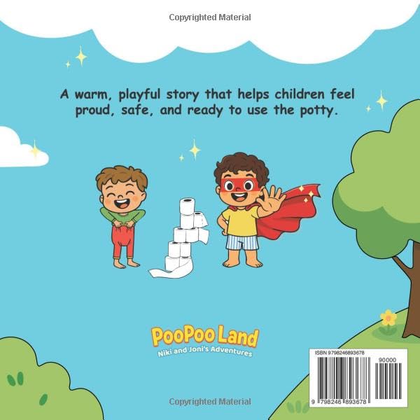 Back cover of the PooPoo Land potty training book for toddlers