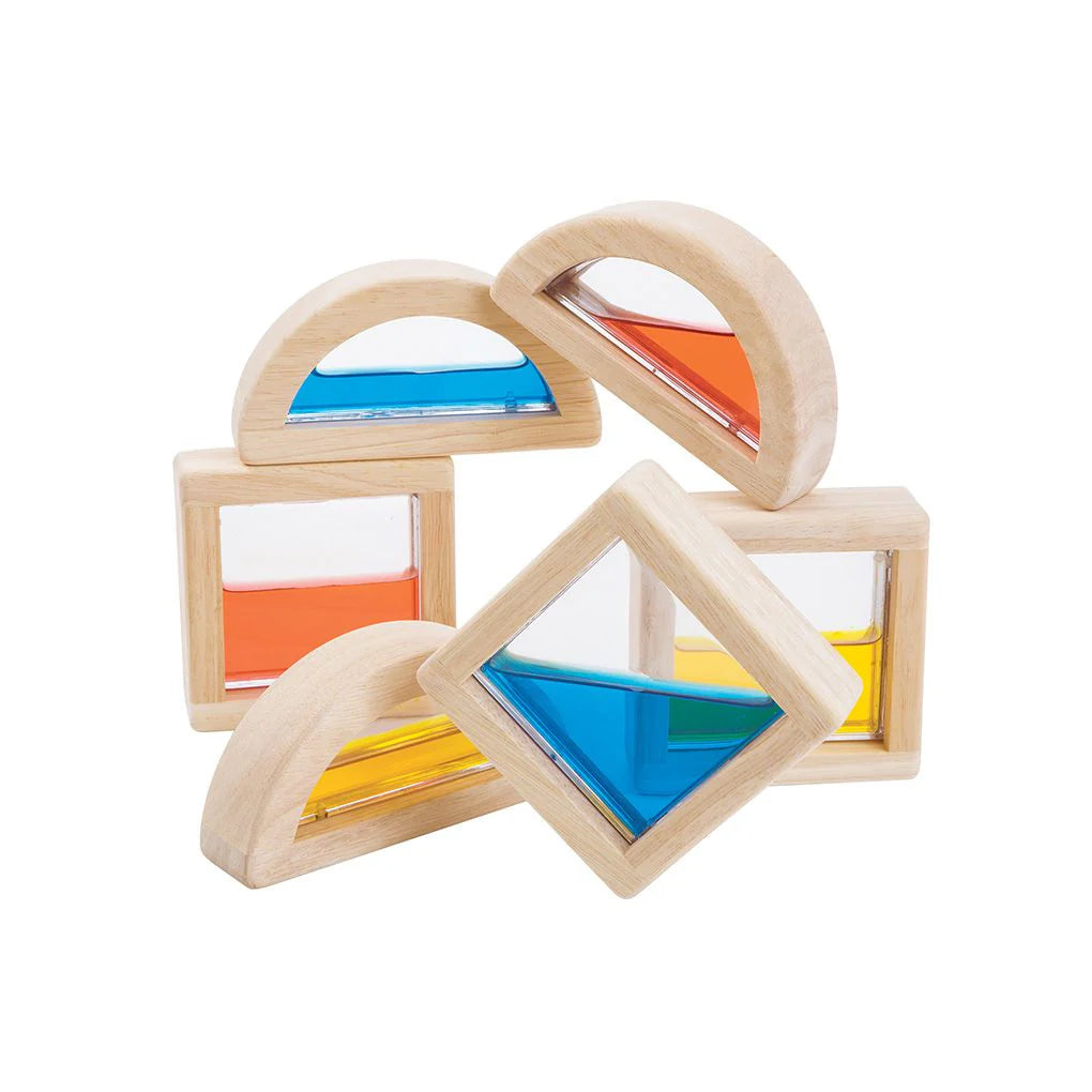 PlanToys Water Blocks stacked into a sculpture
