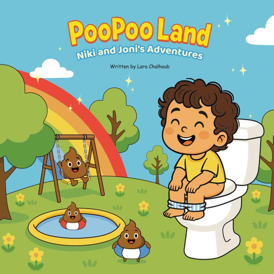 PooPoo Land: Niki and Joni's Adventures potty training book cover by Lara Chalhoub