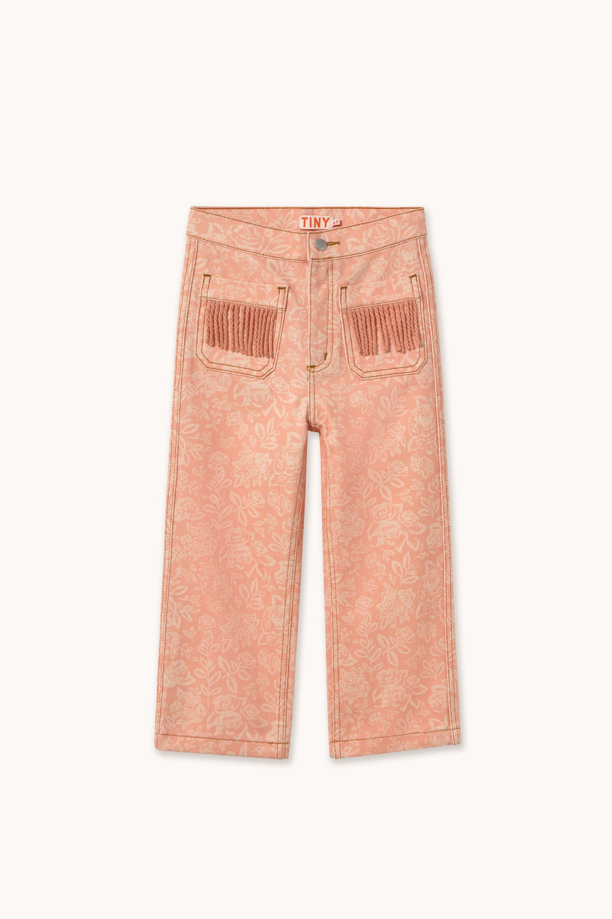 White Roses Fringe Denim Jeans| Kids Wear