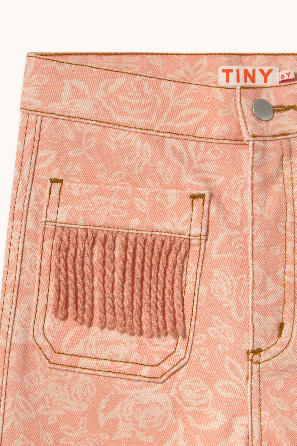 White Roses Fringe Denim Jeans| Kids Wear