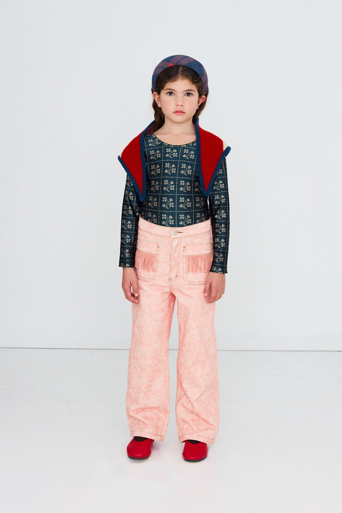 White Roses Fringe Denim Jeans| Kids Wear