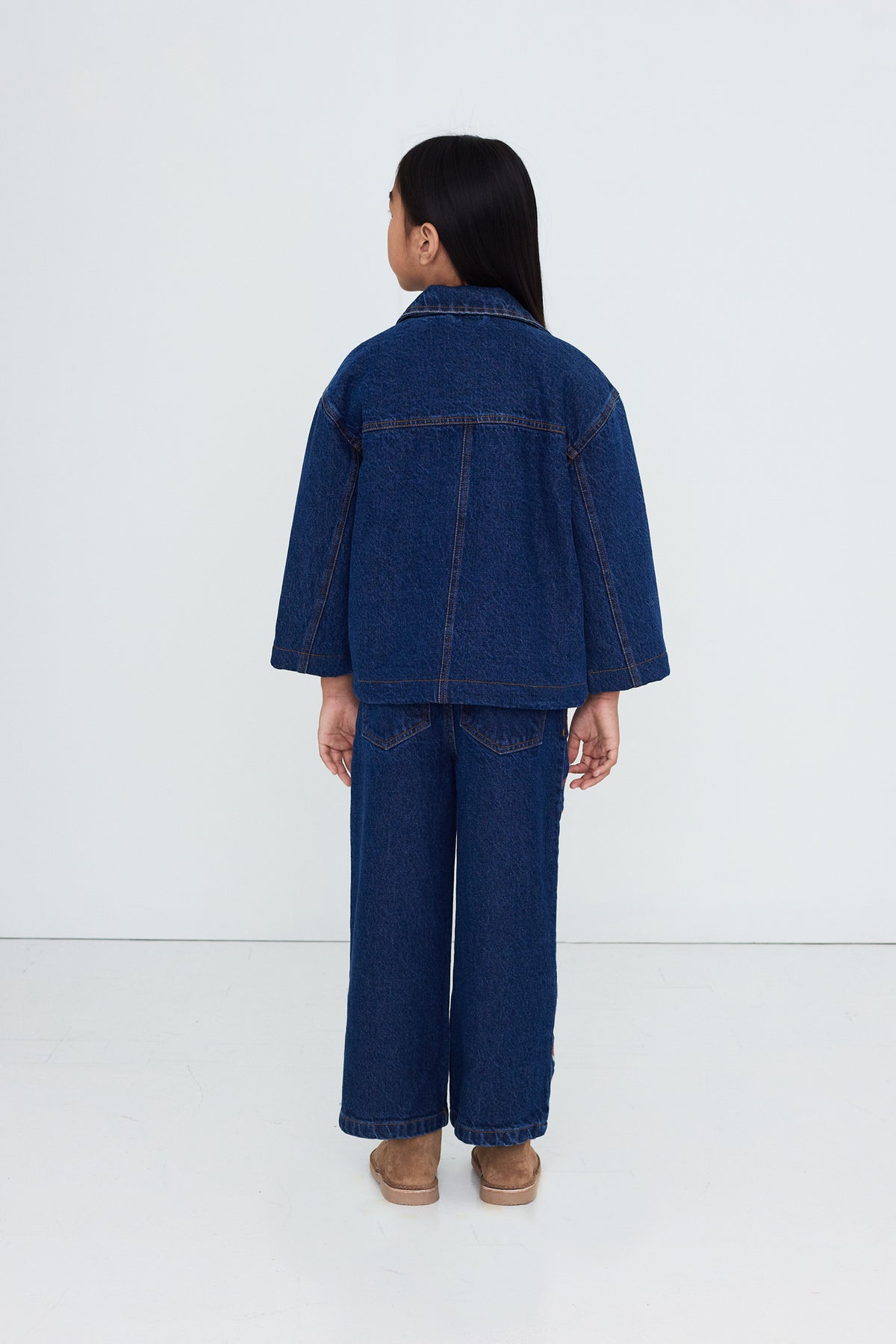 Mini Mushroom Embroidered Denim Jeans| Kids Wear