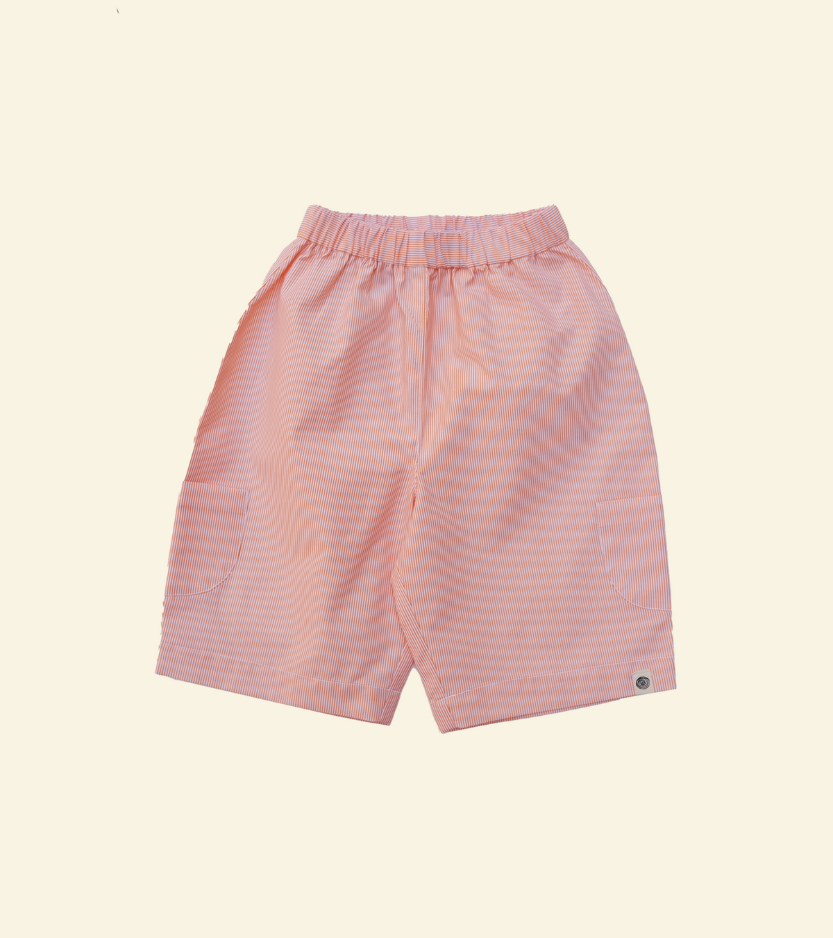 Oupah Explorer Capris in muted coral stripe cotton, front view