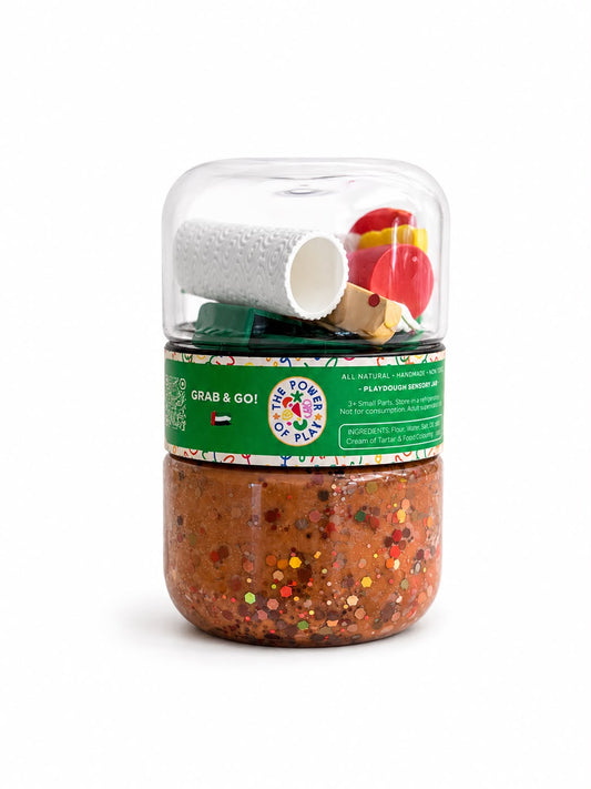 Power of Play Grab & Go playdough jar, Pizza theme