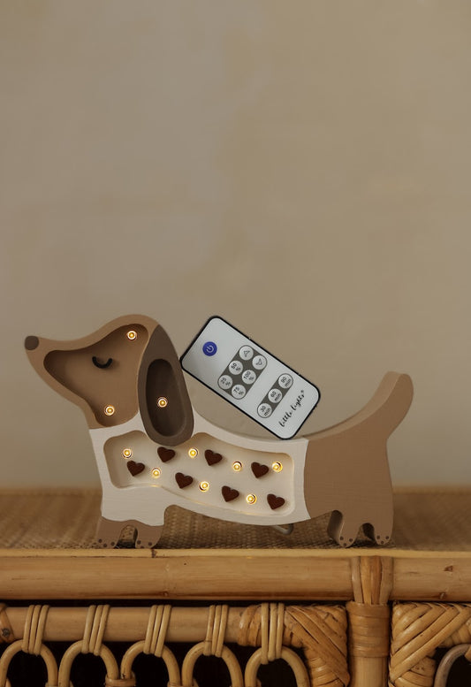 Mini Puppy Lamp- Chocolate Heart