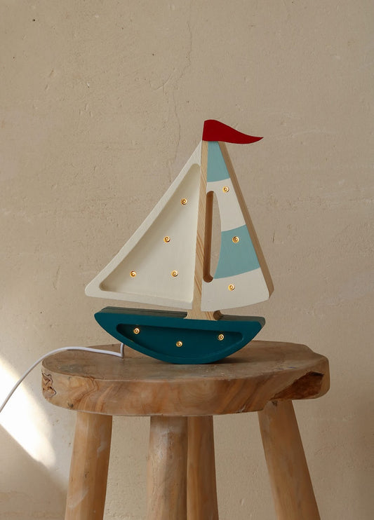 Teal Sailboat Table Lamp