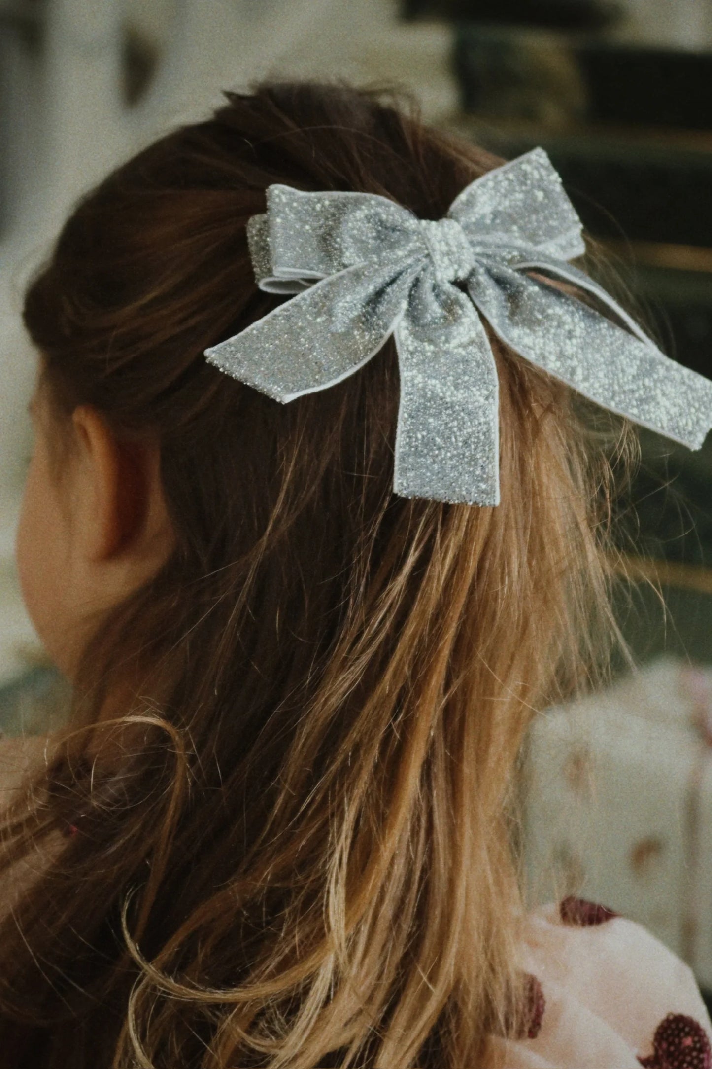 Glitter Velvet Double Bow Hair Barrette