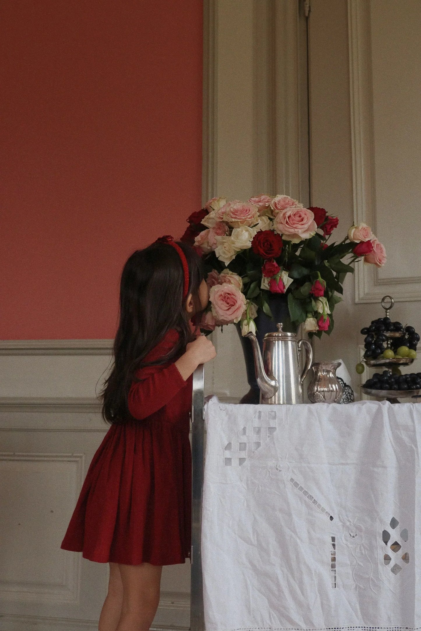 Velvet Bow Hairbrace- Red