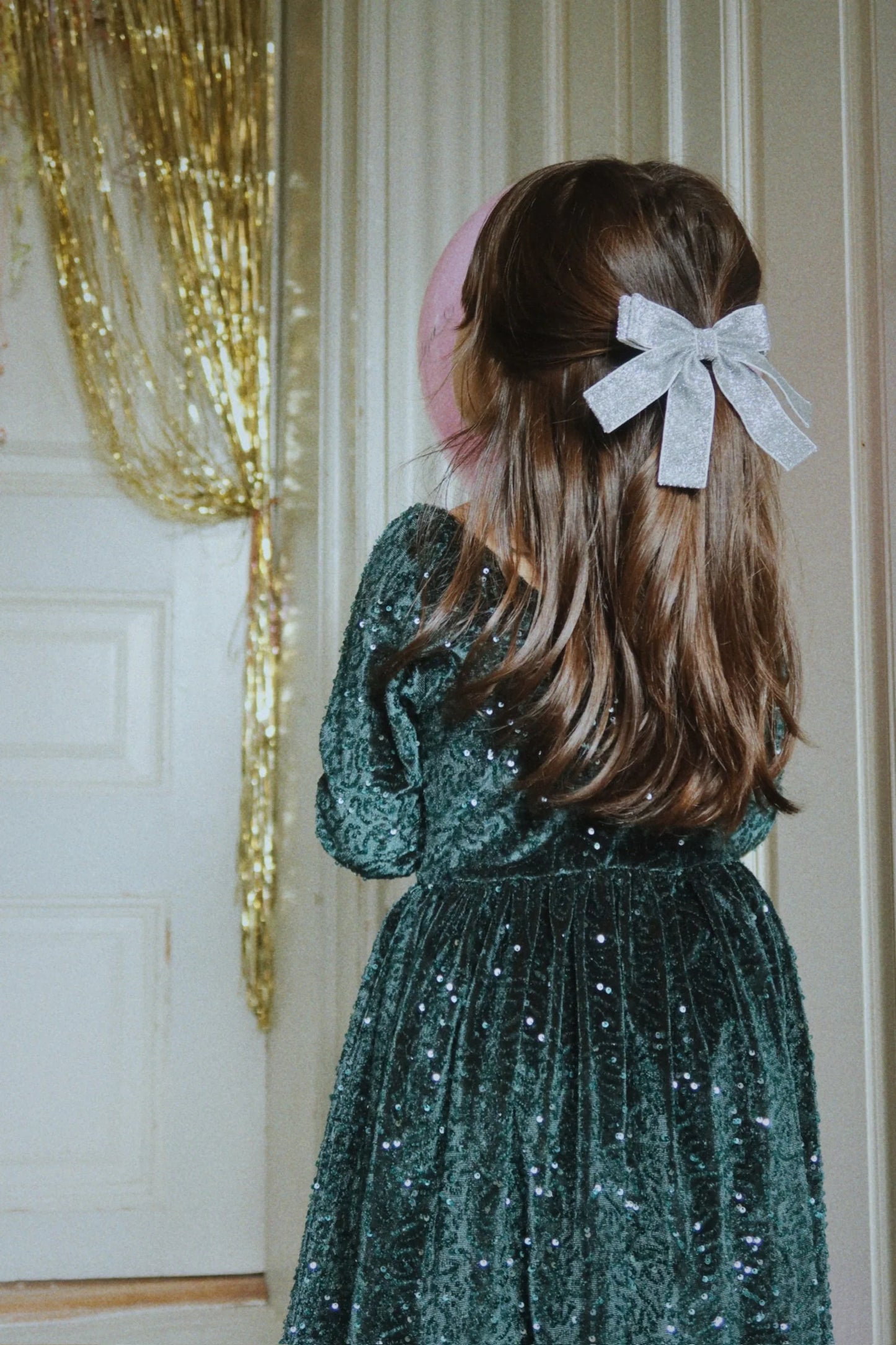 Glitter Velvet Double Bow Hair Barrette