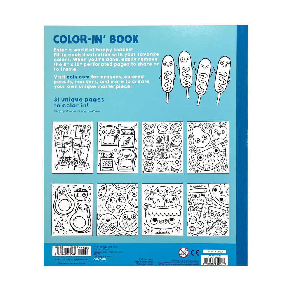 Color-in' Book: Happy Snacks (31 Pages)