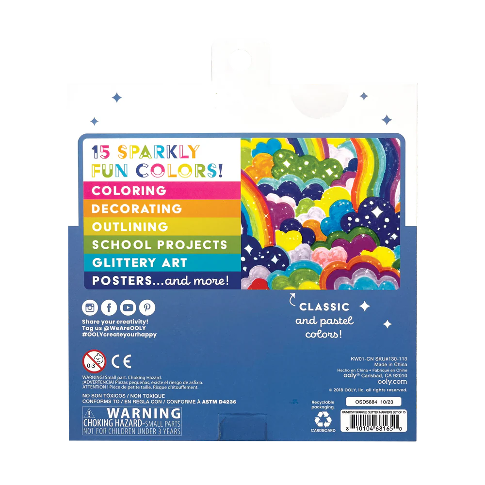 Rainbow Sparkle Glitter Markers