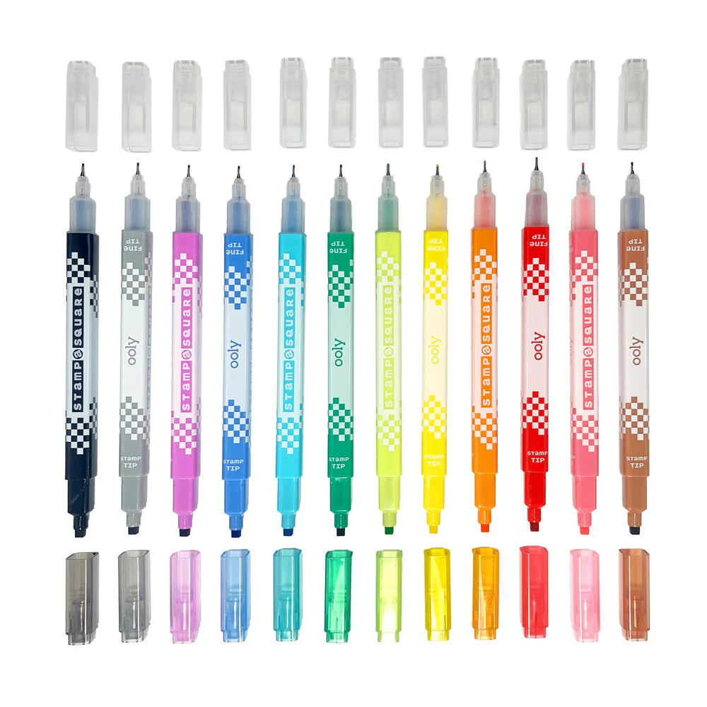 Stamp-A-Square: Double-Ended Markers (Set of 12)