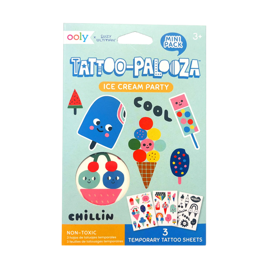 Tattoo Palooza x Suzy: Mini Temporary Tattoos - Ice Cream Party (3 Sheet Set)