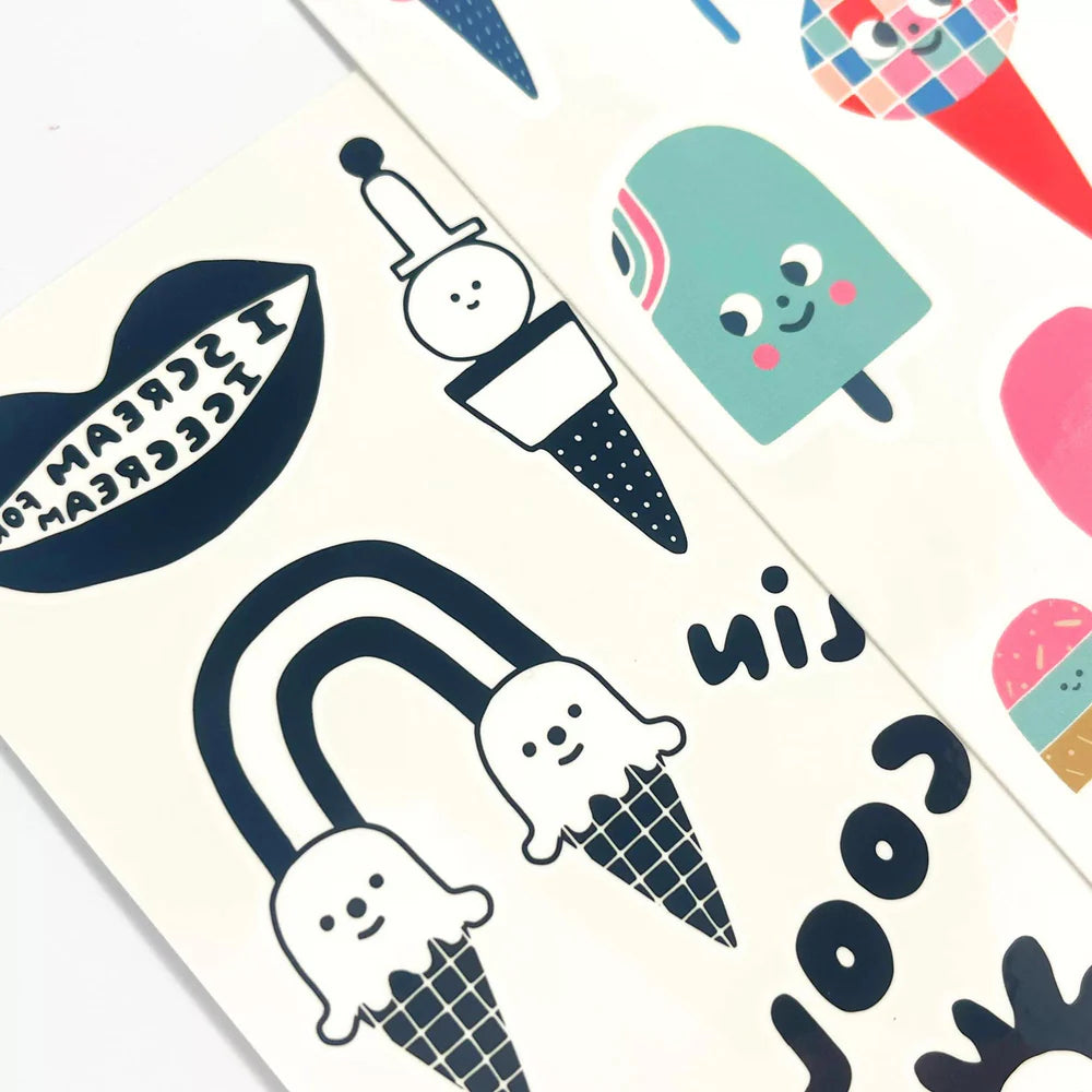 Tattoo Palooza x Suzy: Mini Temporary Tattoos - Ice Cream Party (3 Sheet Set)