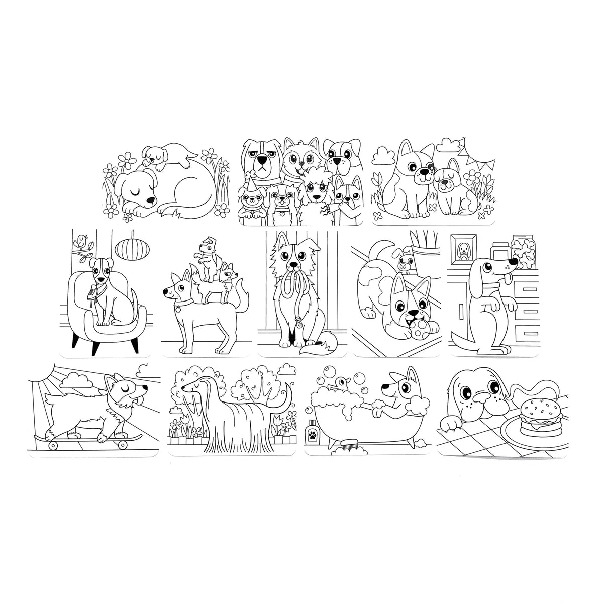Undercover Art Hidden Pattern Coloring Activity- Dog Days (12 PCS)