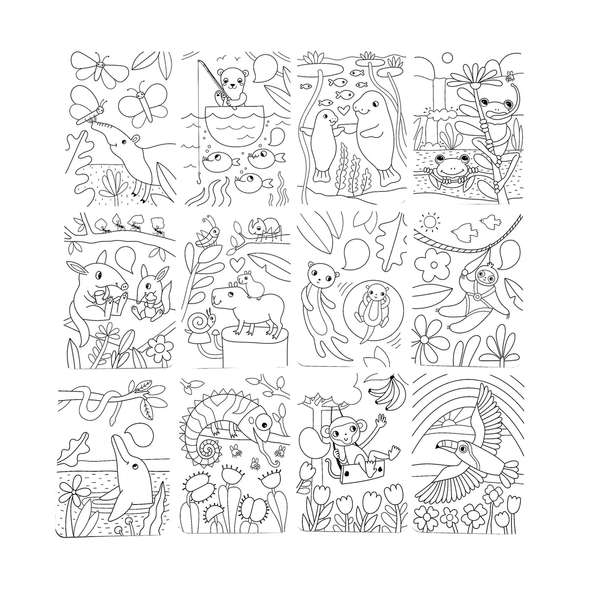 Ooly Undercover Art Rainforest Fun line drawing pages