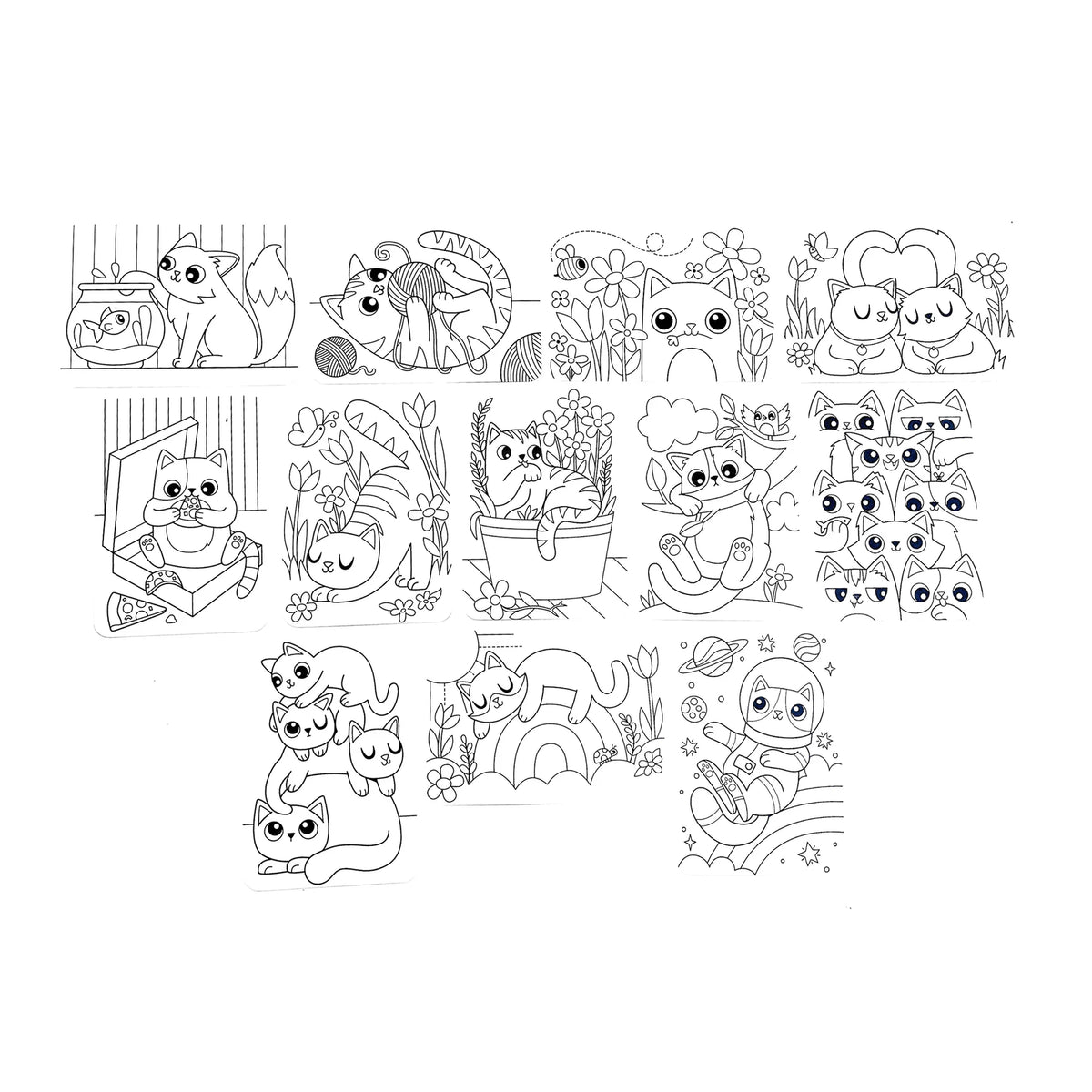Undercover Art Hidden Pattern Coloring Activity- Kittens (12 PCS)