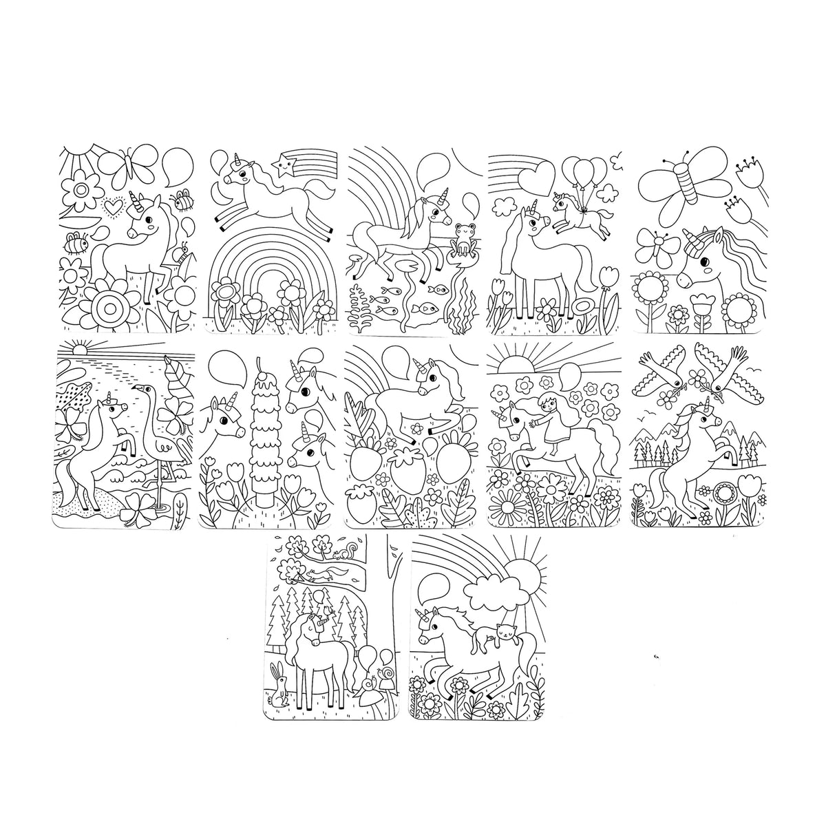 Undercover Art Hidden Pattern Coloring Activity- Unicorns (12 PCS)