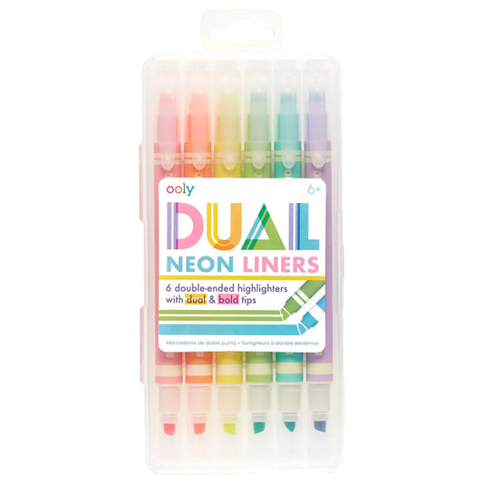 Dual Liner Double Ended Neon Highlighters - Set of 6