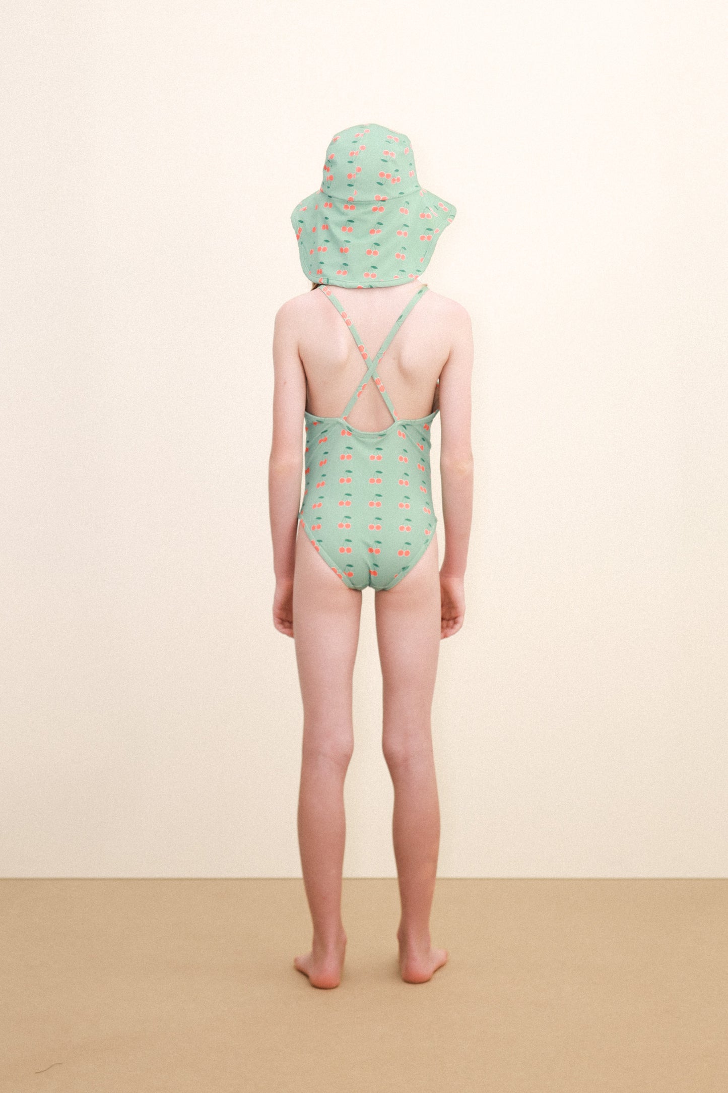 Cherries Kids Swimsuit- Washed Emerald