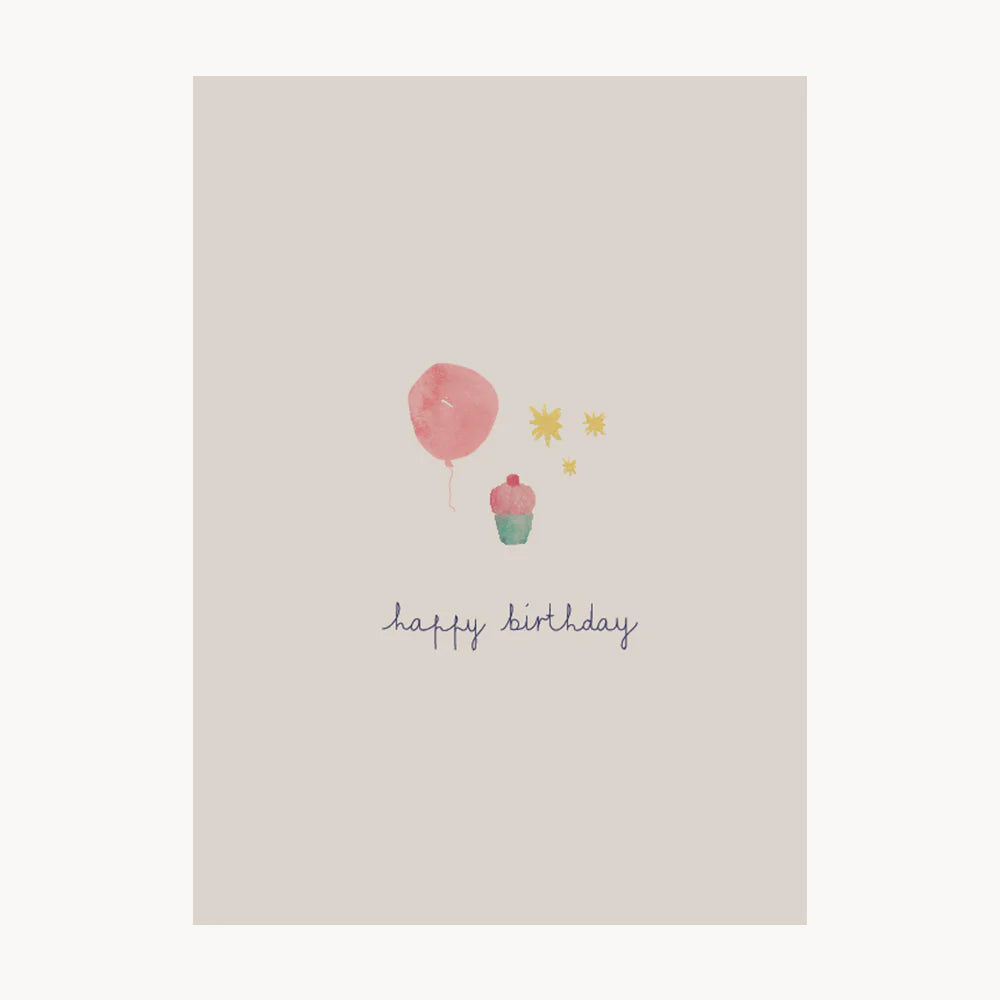 Happy Birthday Pink Balloon- Greeting Card