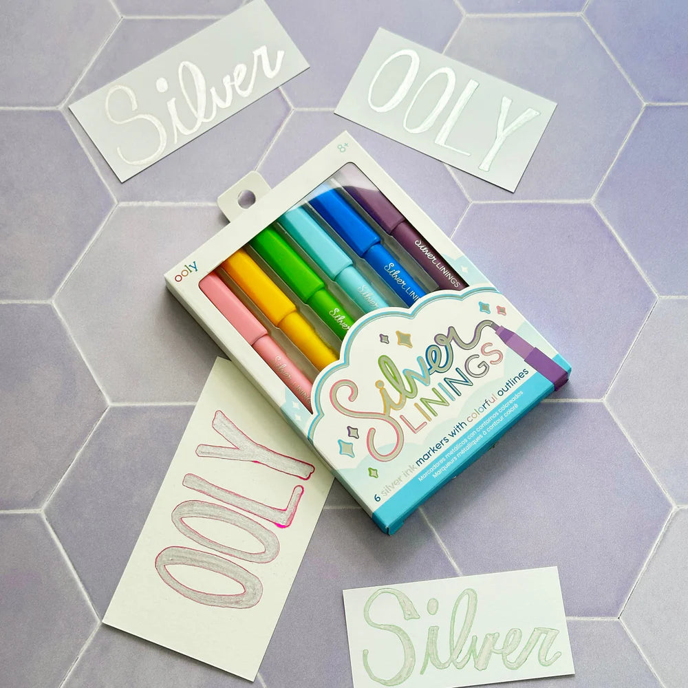 Silver Linings Outline Markers - Set Of 6