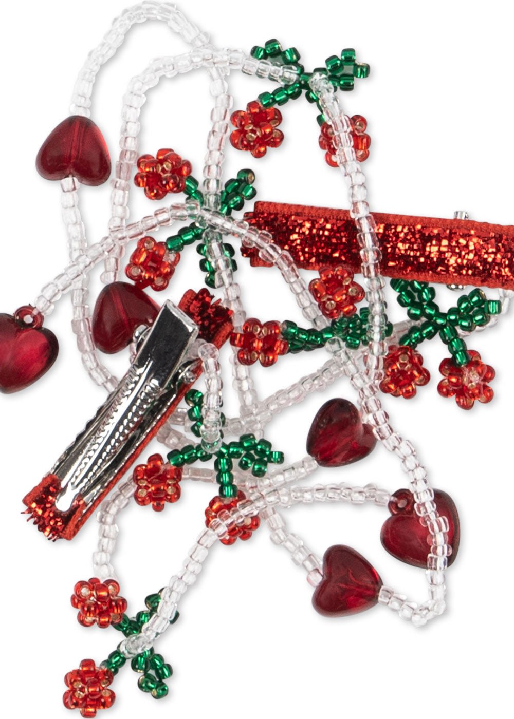 Pearly Tassel Hair Clip- Red