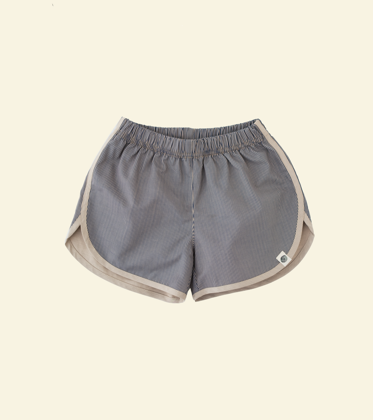 Front of the grey Oupah SunnyScout Shorts with contrast piping