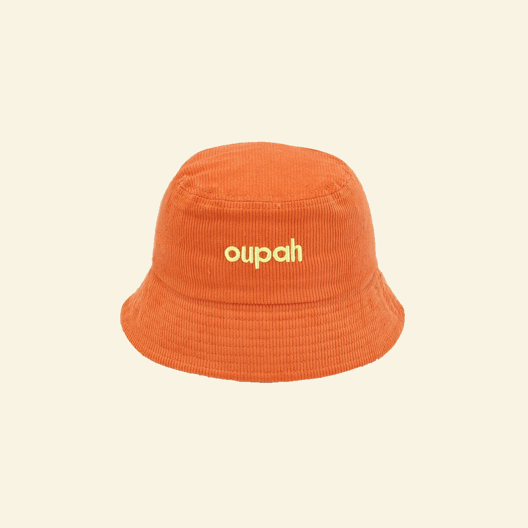 Oupah Bucket Hattie corduroy bucket hat in Tangerine