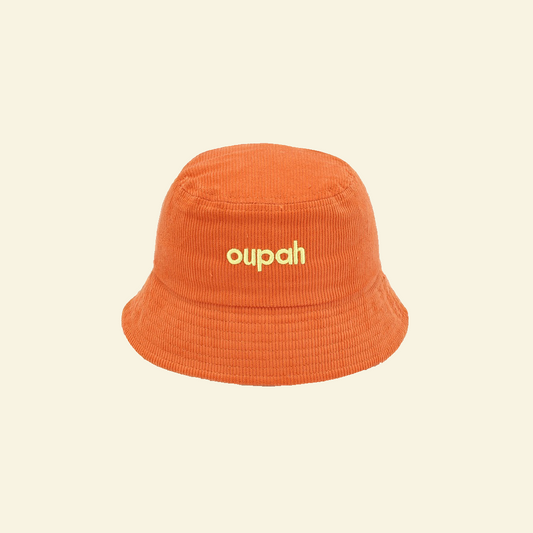 Oupah Bucket Hattie corduroy bucket hat in Tangerine