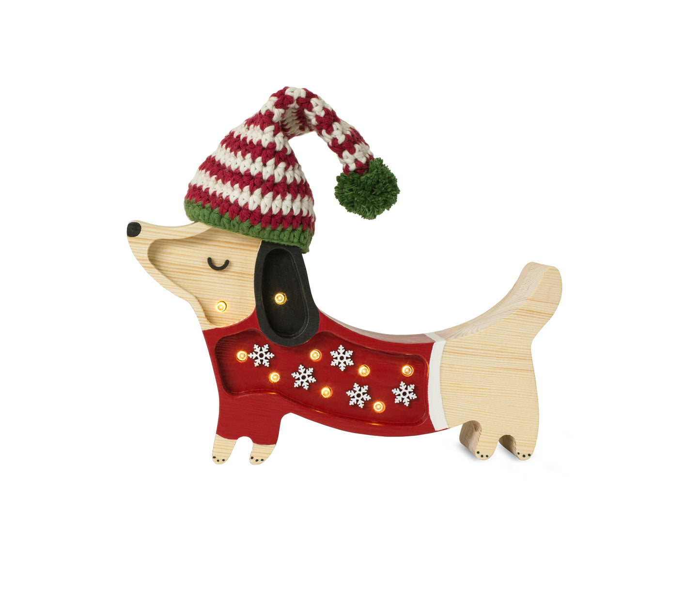 Mini Puppy Lamp- Red Christmas Jumpsuit