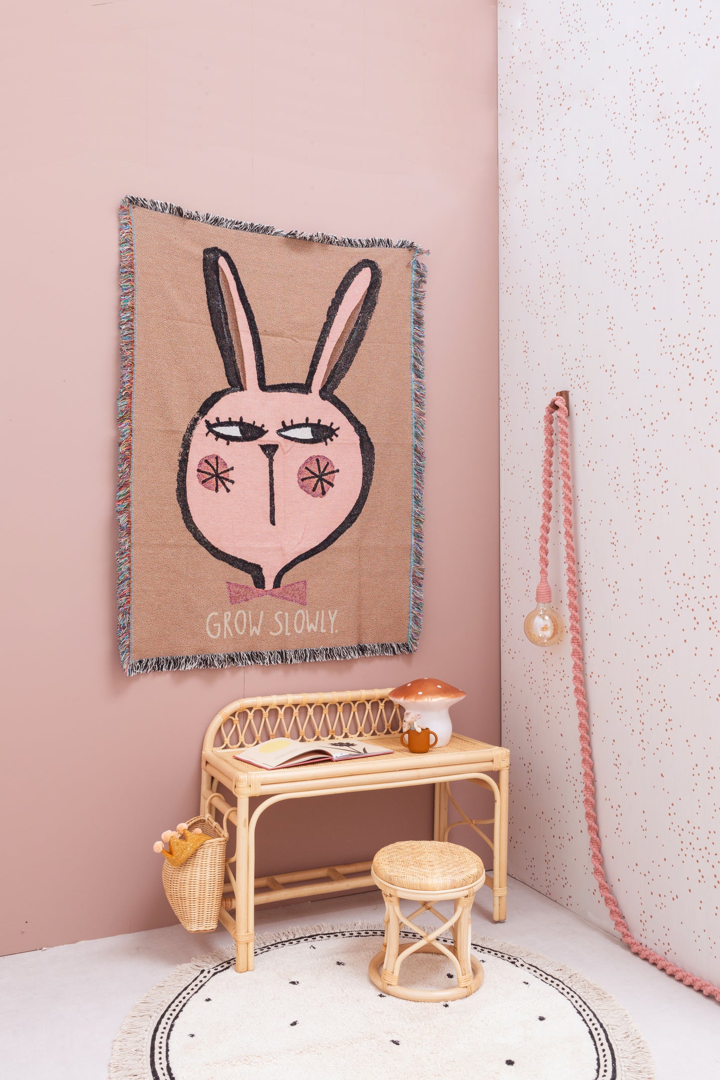 Grow Slowly- Wall Tapestry Rabbit