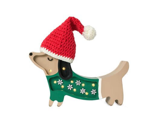 Mini Puppy Lamp- Green Christmas Jumpsuit