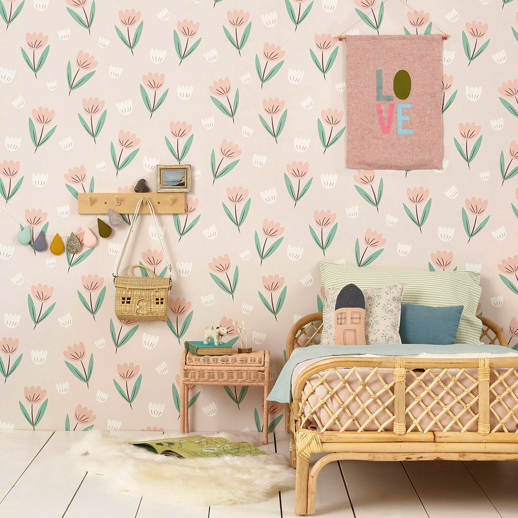 Pink & Jade Fleur Wallpaper