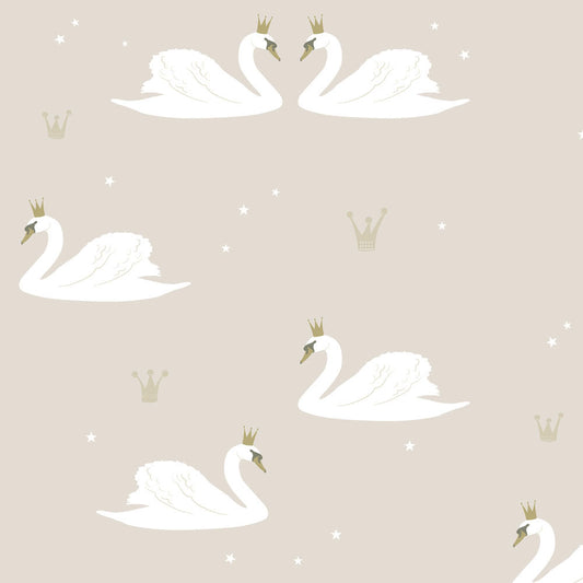 Enchanting Swans Wallpaper in Rose