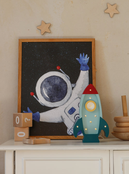 Mini Space Rocket Lamp (Teal)